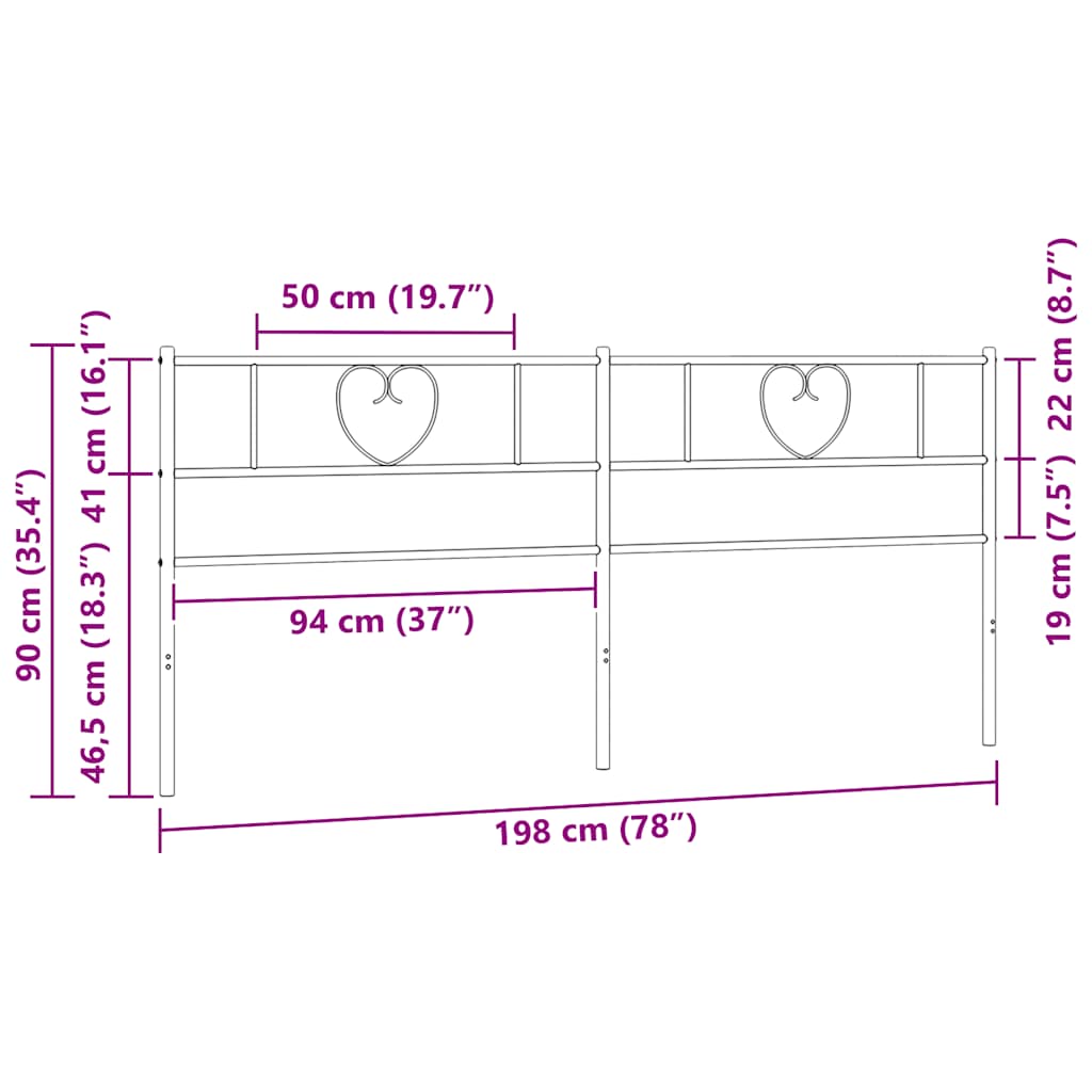 udskiftningsgavl 193 cm metal hvid