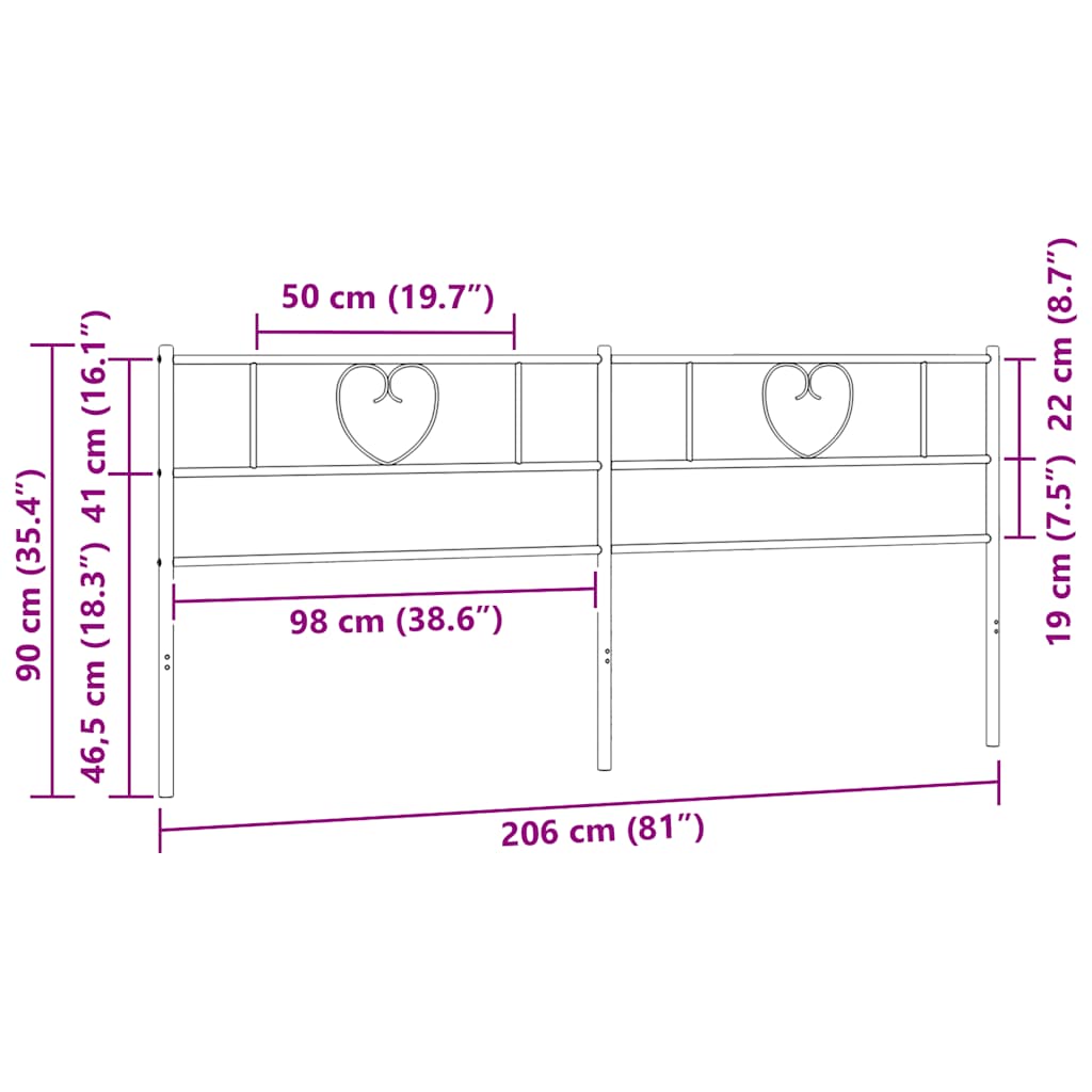 udskiftningsgavl 200 cm metal hvid