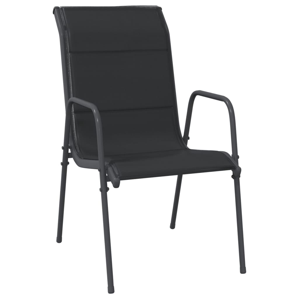 spisebordssæt til haven 7 dele stål og textilene sort