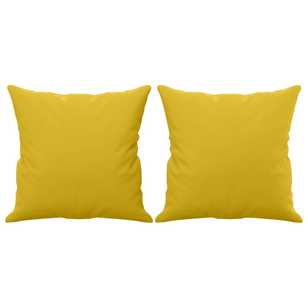2-personers sofa med pyntepuder 120 cm velour gul