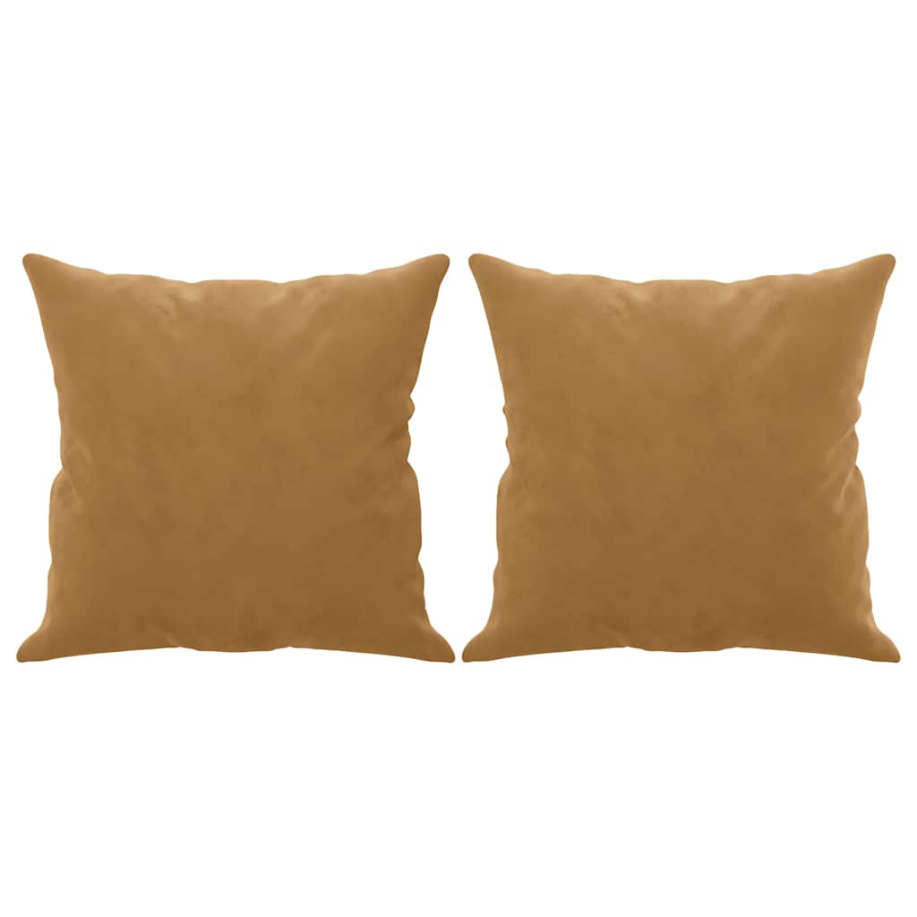 2-personers sofa med pyntepuder 140 cm velour brun
