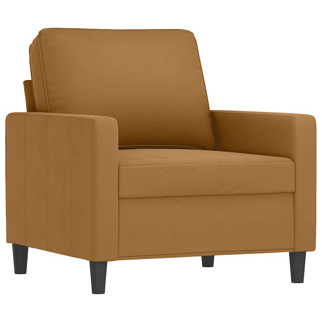 sofastol med fodskammel 60 cm velour brun
