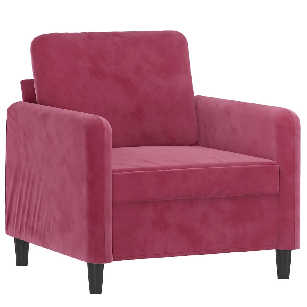 sofastol med fodskammel 60 cm velour vinrød