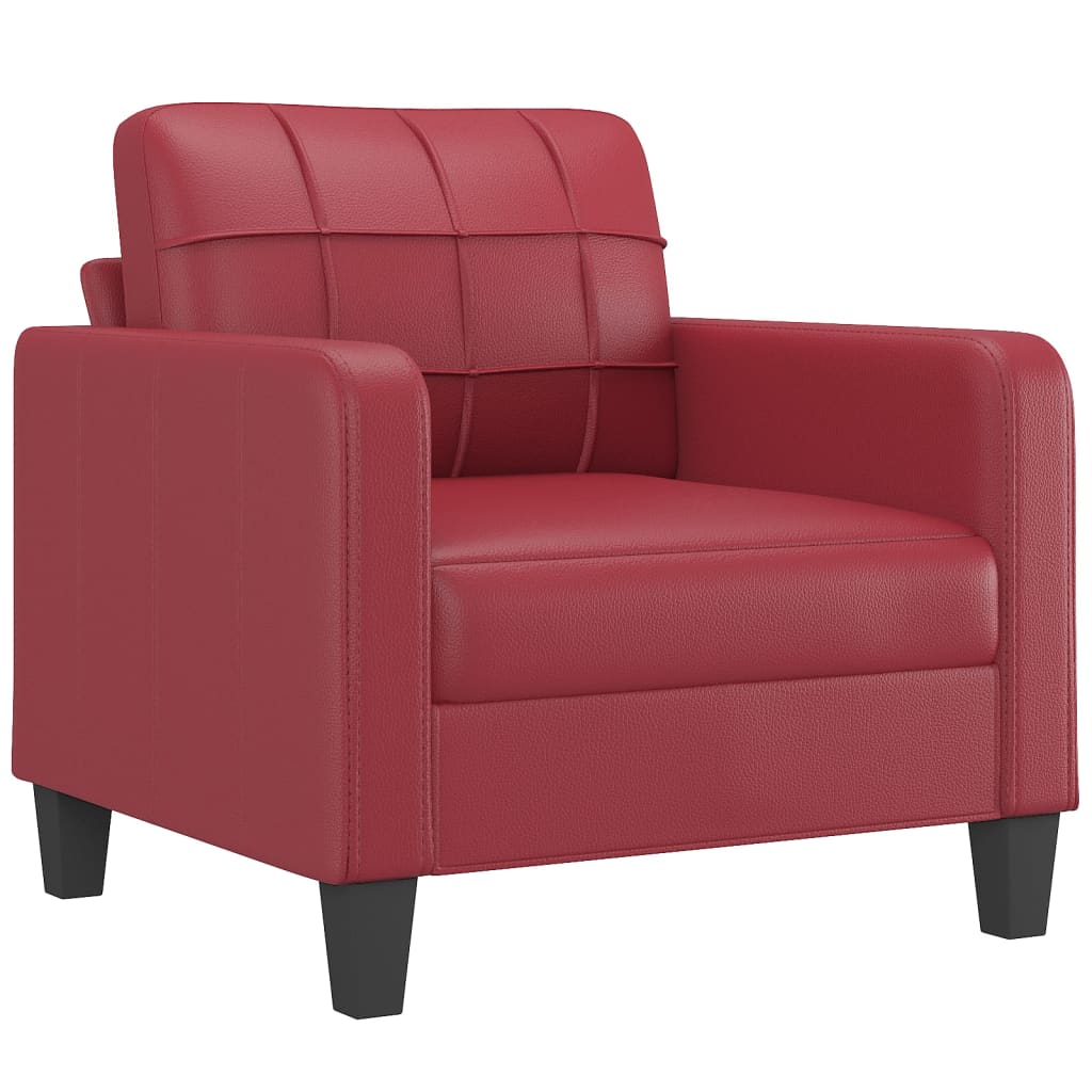 sofasæt 4 dele med puder kunstlæder vinrød