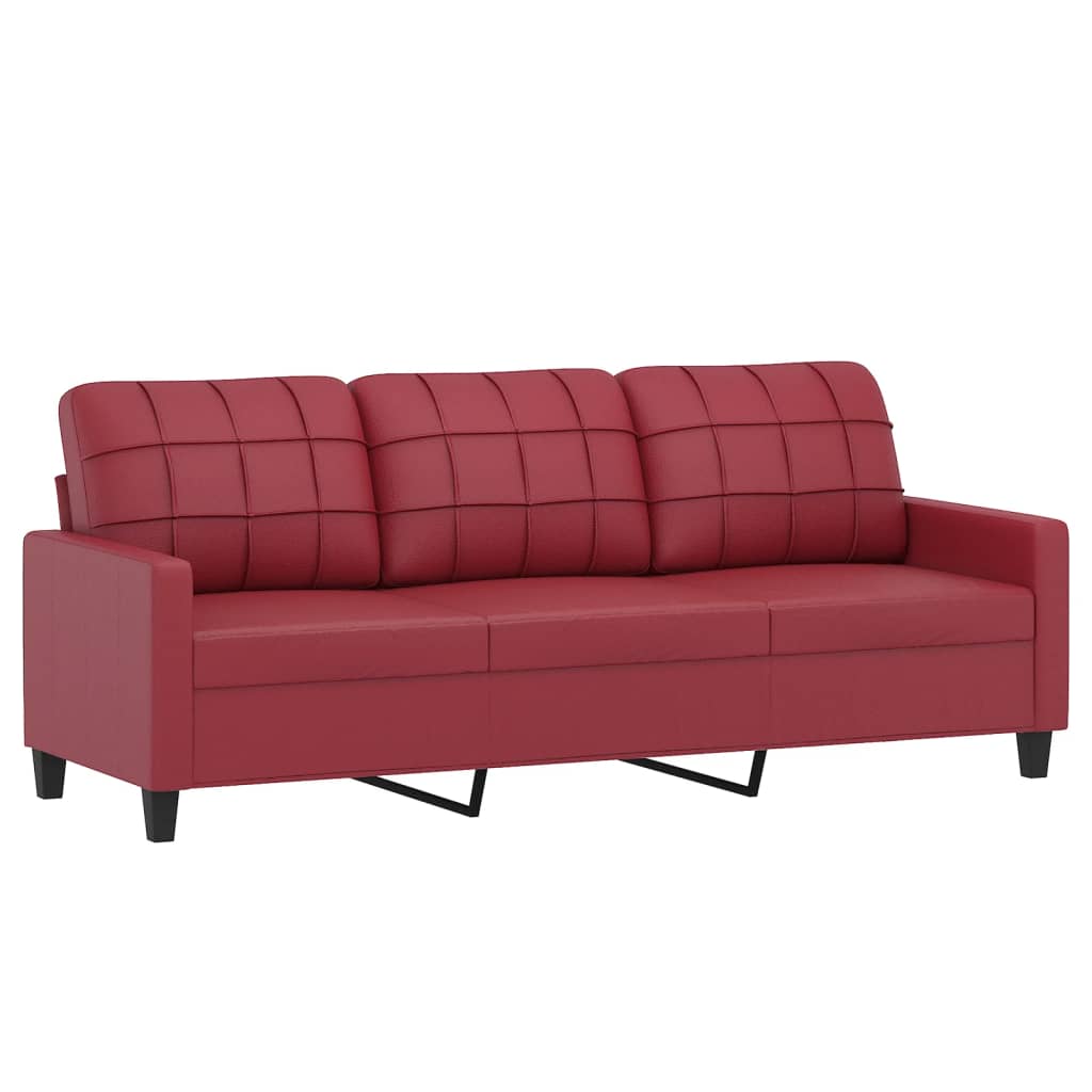 sofasæt 4 dele med puder kunstlæder vinrød