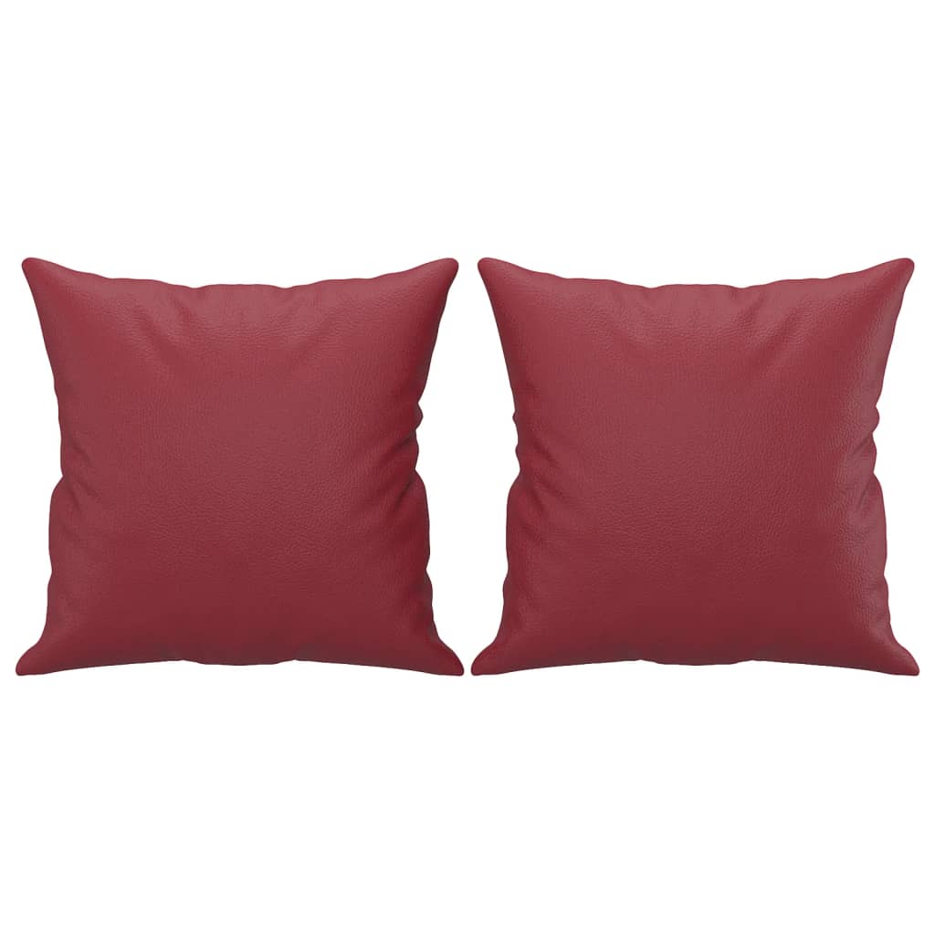 sofasæt 4 dele med puder kunstlæder vinrød