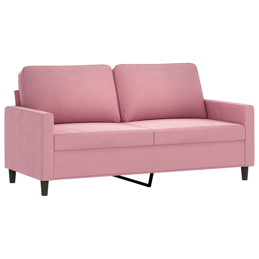 sofasæt 3 dele med hynder velour lyserød