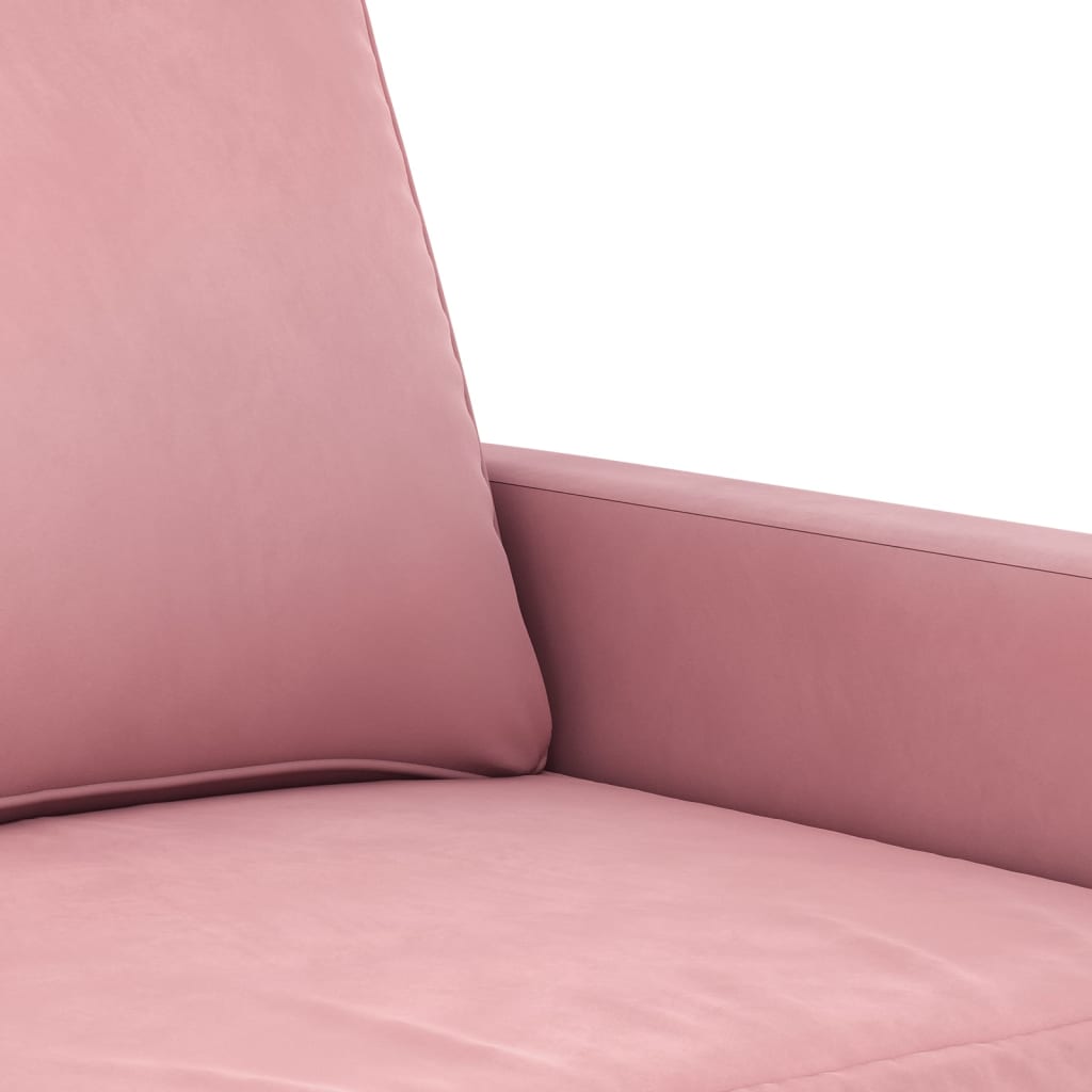 sofasæt 3 dele med hynder velour lyserød