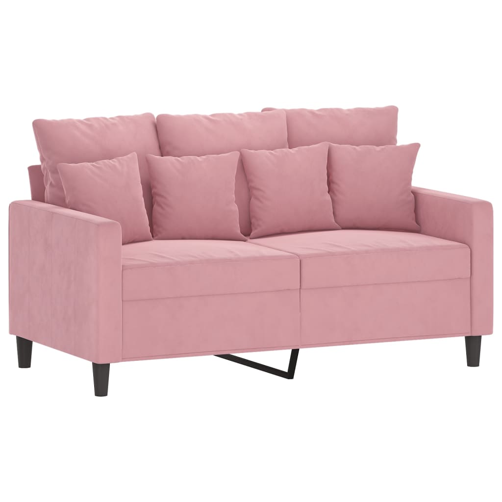 sofasæt 3 dele med hynder velour lyserød