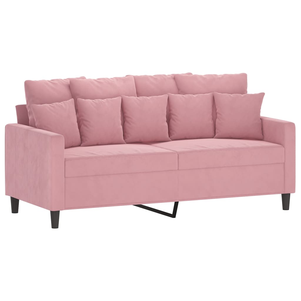 sofasæt 3 dele med hynder velour lyserød