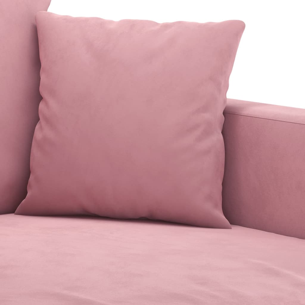 sofasæt 3 dele med hynder velour lyserød