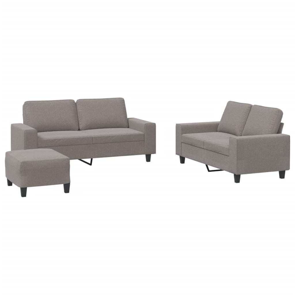 sofasæt 3 dele stof gråbrun