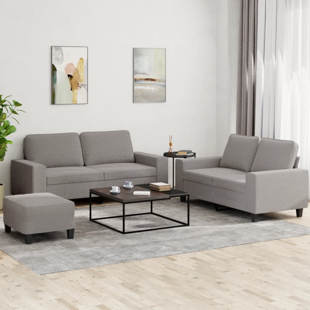 sofasæt 3 dele stof gråbrun