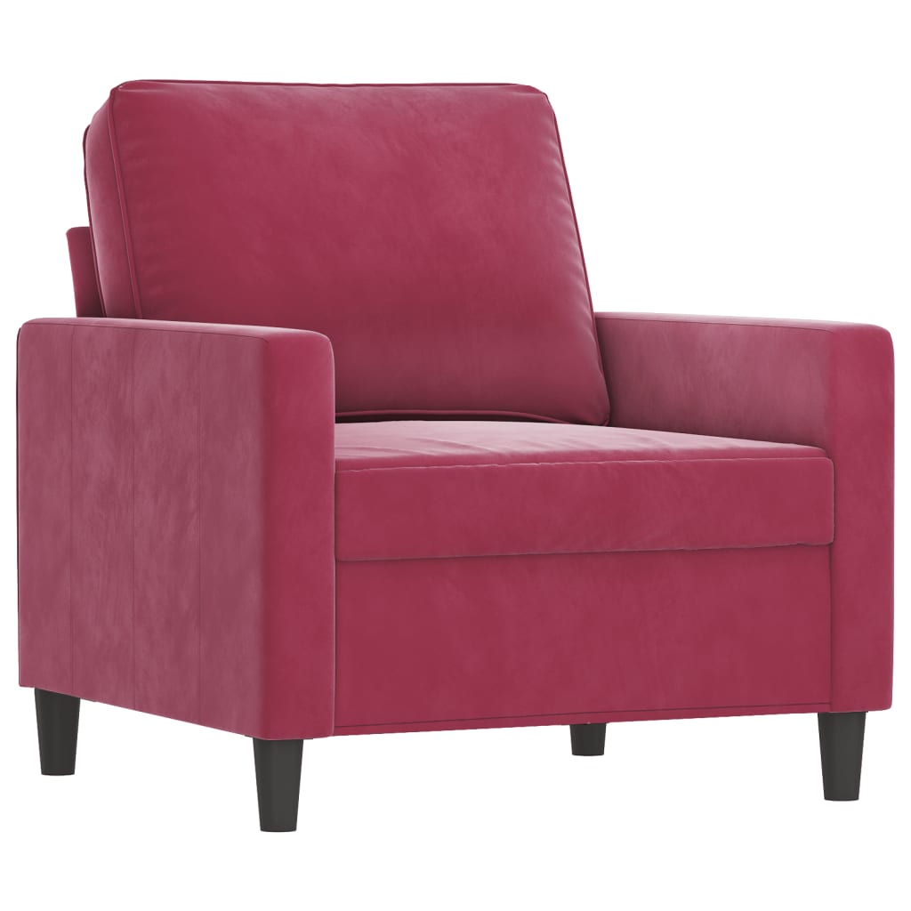 sofasæt 4 dele velour vinrød