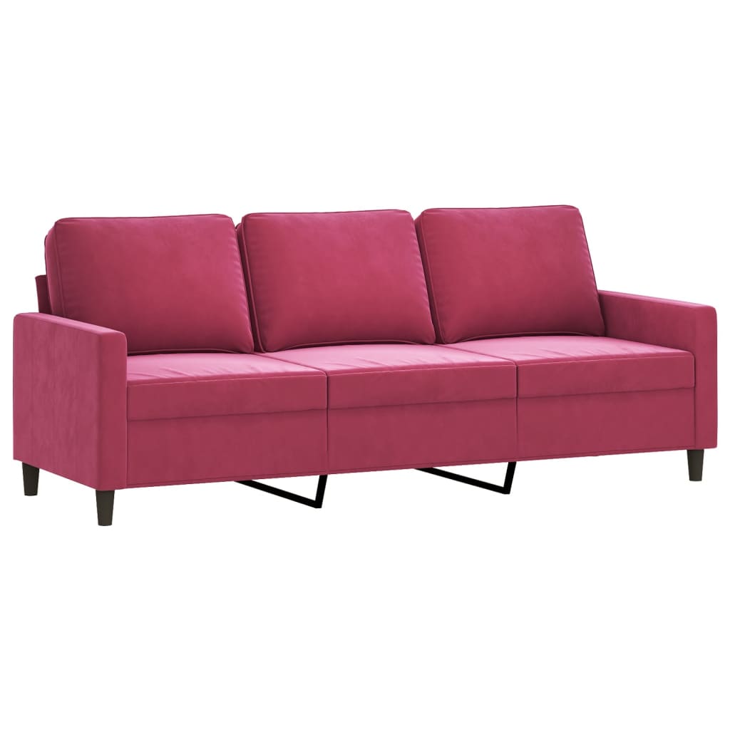 sofasæt 4 dele velour vinrød