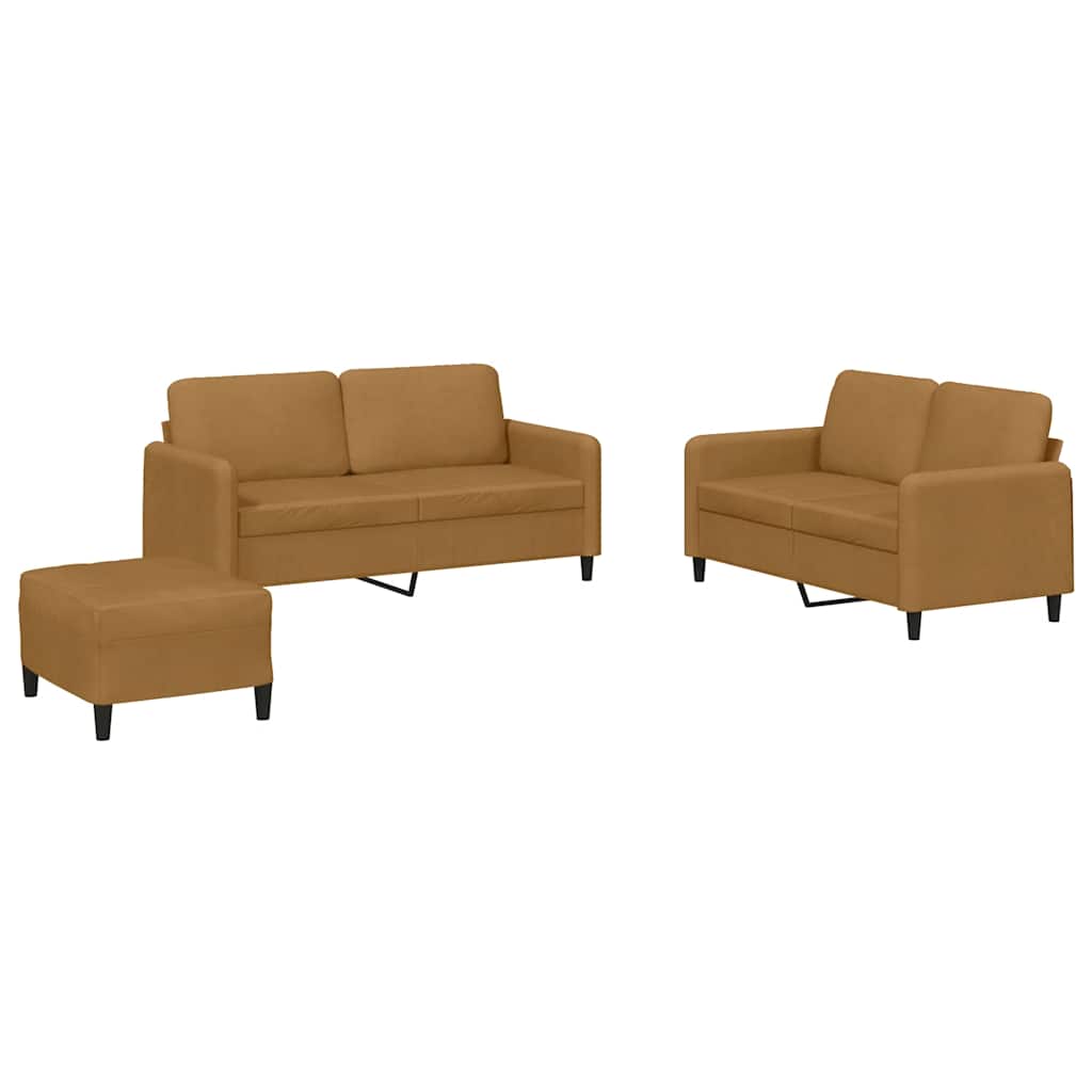 sofasæt 3 dele velour brun