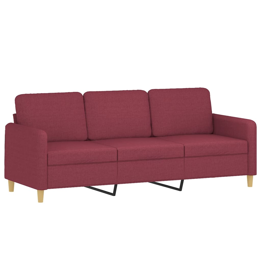 sofasæt 3 dele med puder stof vinrød