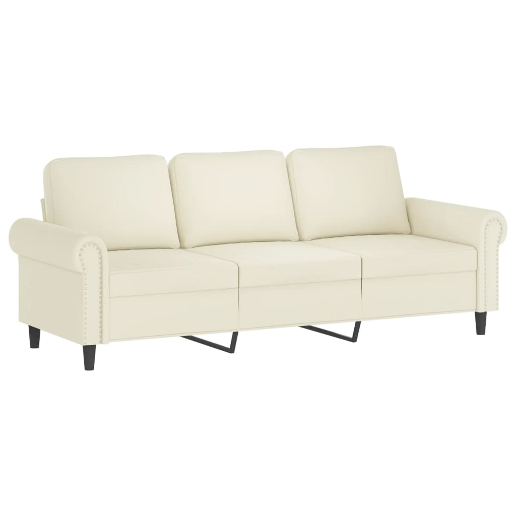 sofasæt 4 dele med puder velour cremefarvet