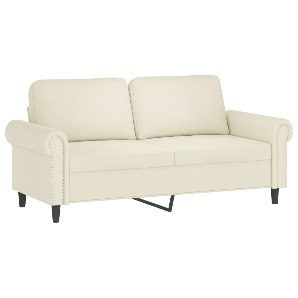 sofasæt 3 dele med puder velour cremefarvet