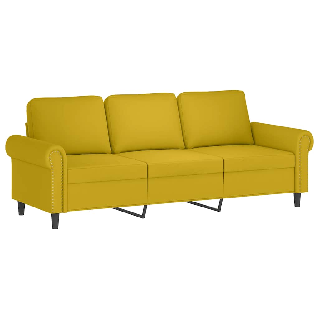 sofasæt 3 dele med puder velour gul
