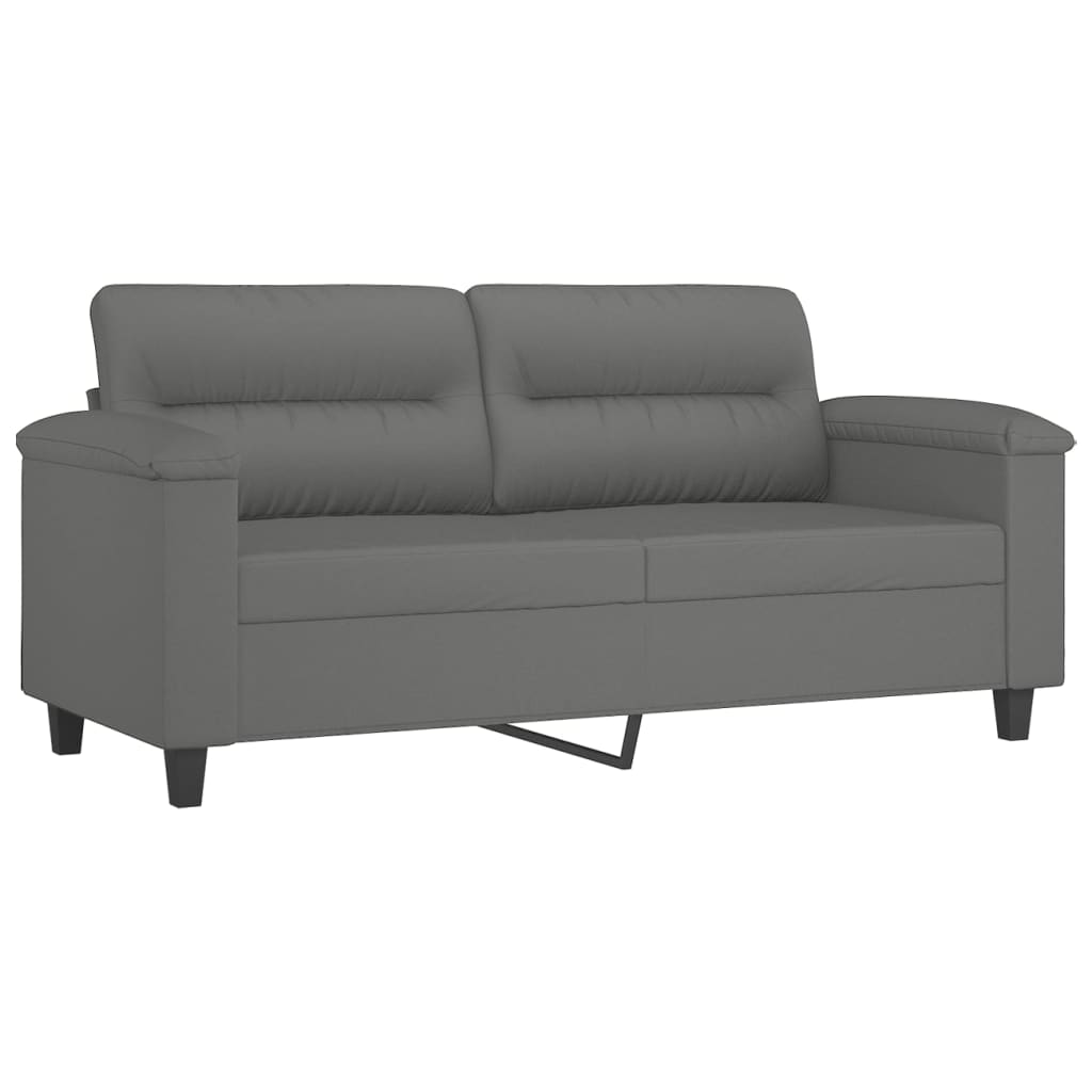 sofasæt 3 dele med puder mikrofiberstof mørkegrå