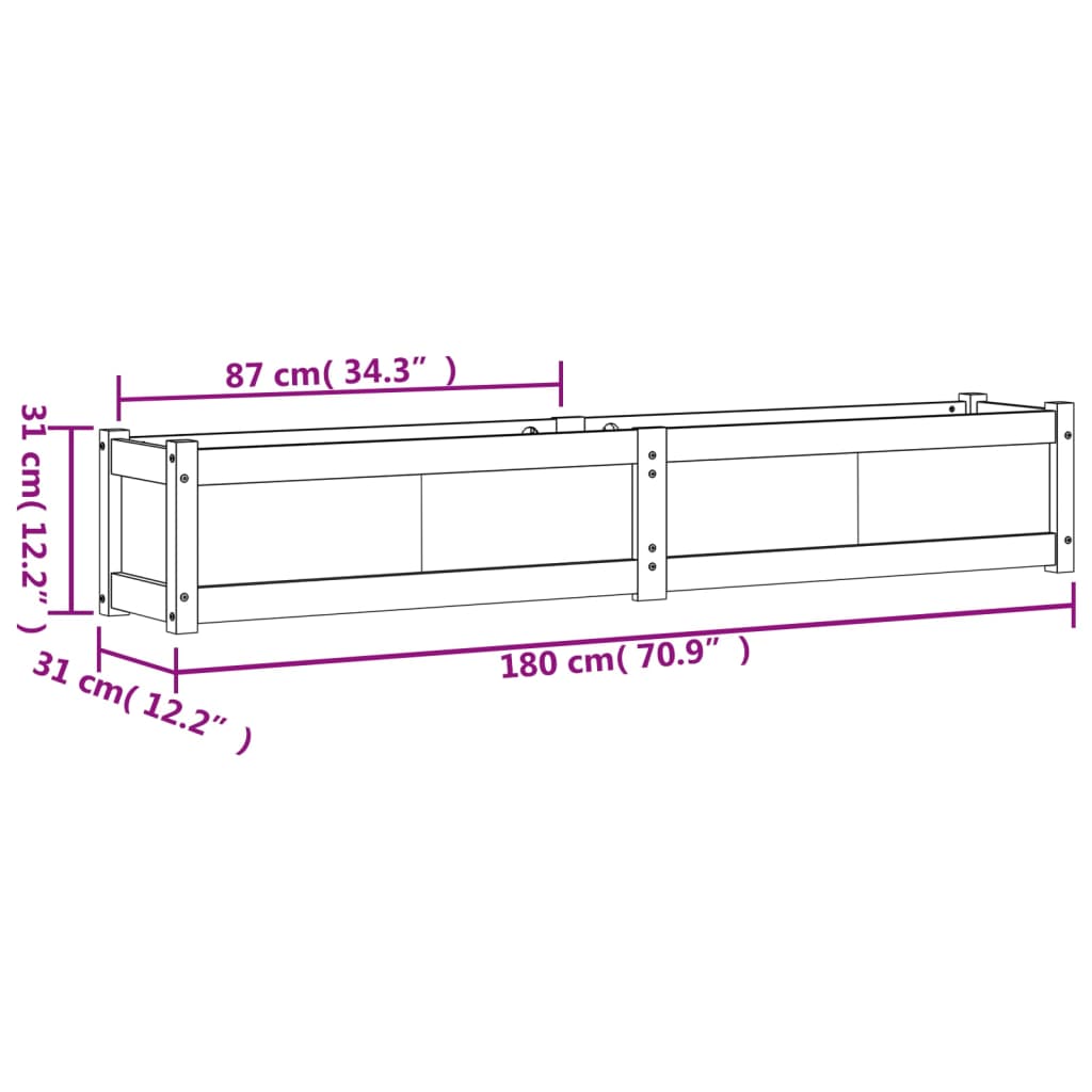 plantekasse 180x31x31 cm massivt douglasgran
