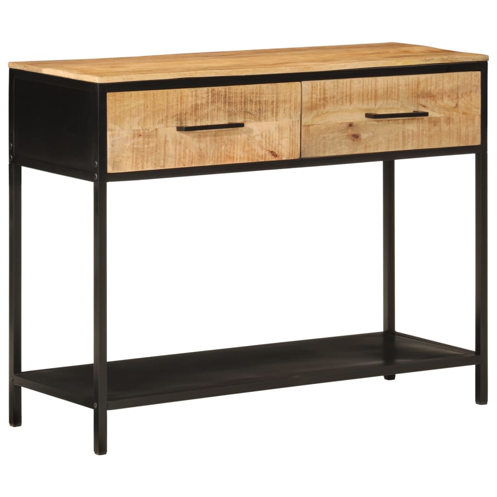 konsolbord 100x35x76 cm massivt mangotræ og jern