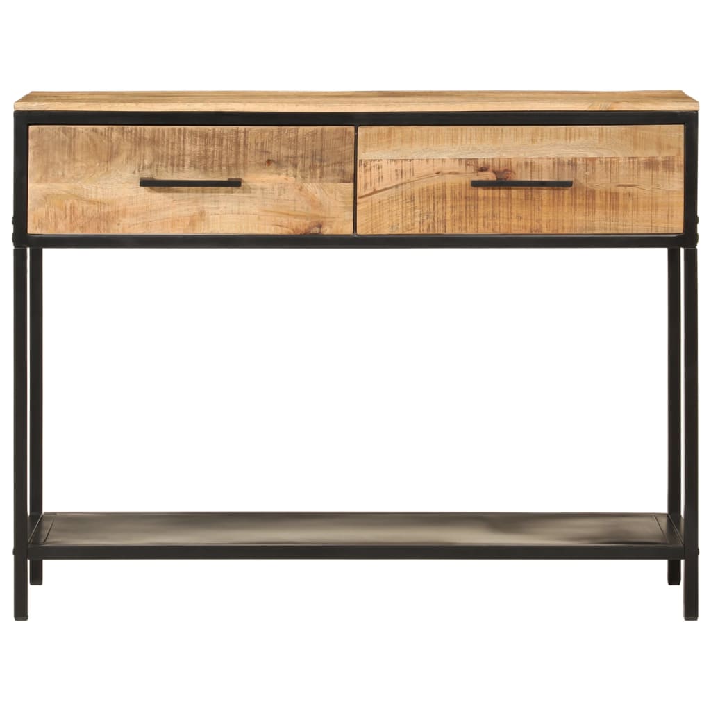 konsolbord 100x35x76 cm massivt mangotræ og jern
