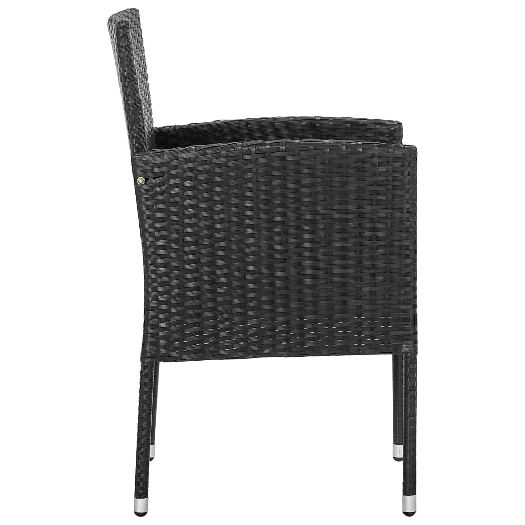 spisebordssæt til haven 9 dele polyrattan og stål sort