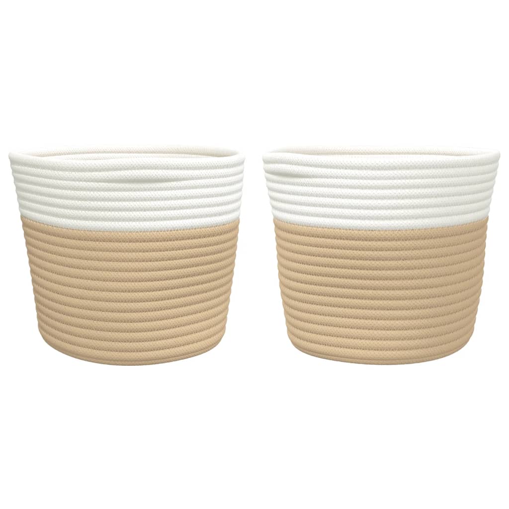 opbevaringskurve 2 stk. Ø24x18 cm bomuld beige og hvid