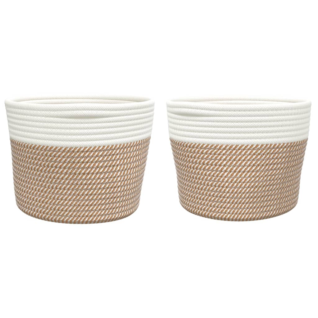 opbevaringskurve 2 stk. Ø24x18 cm bomuld brun og hvid