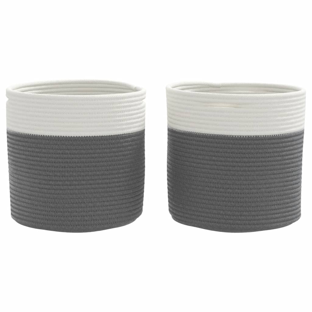 opbevaringskurve 2 stk. Ø28x28 cm bomuld grå og hvid