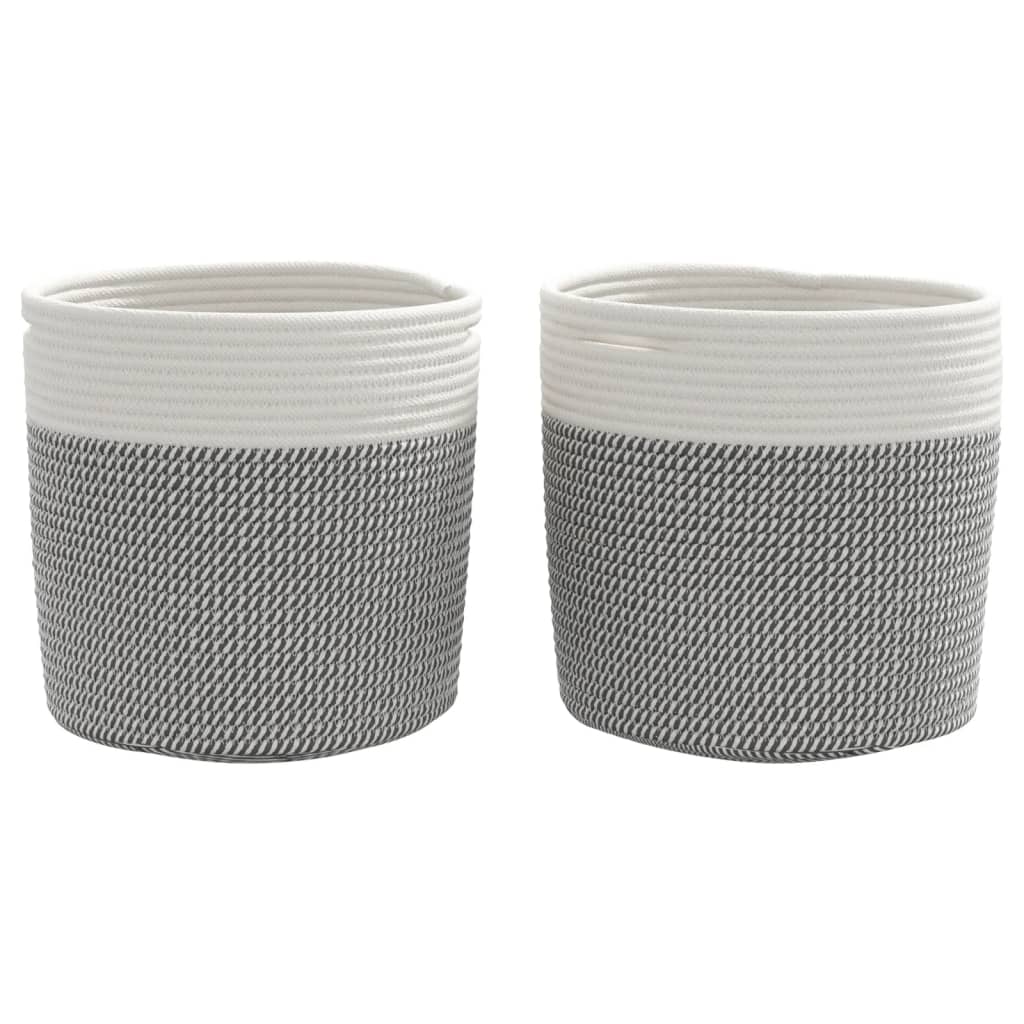 opbevaringskurve 2 stk. Ø28x28 cm bomuld grå og hvid