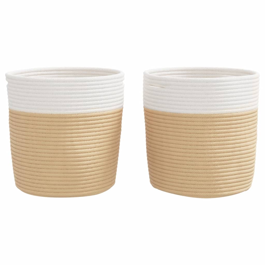 opbevaringskurve 2 stk. Ø28x28 cm bomuld beige og hvid