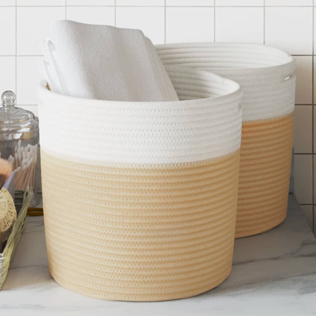 opbevaringskurve 2 stk. Ø28x28 cm bomuld beige og hvid