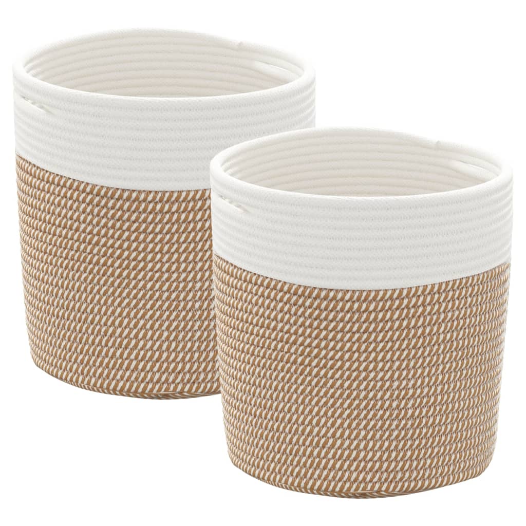 opbevaringskurve 2 stk. Ø28x28 cm bomuld brun og hvid