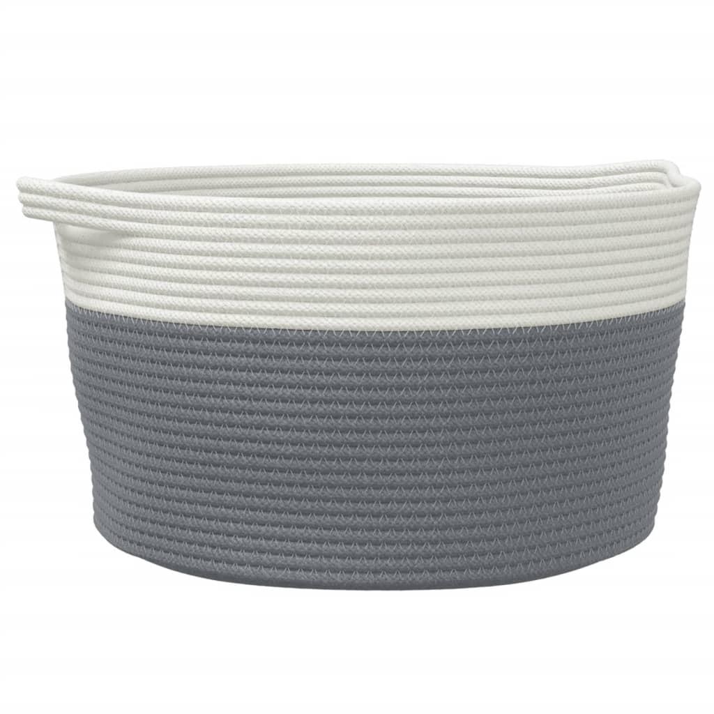 opbevaringskurv Ø40x25 cm bomuld grå og hvid