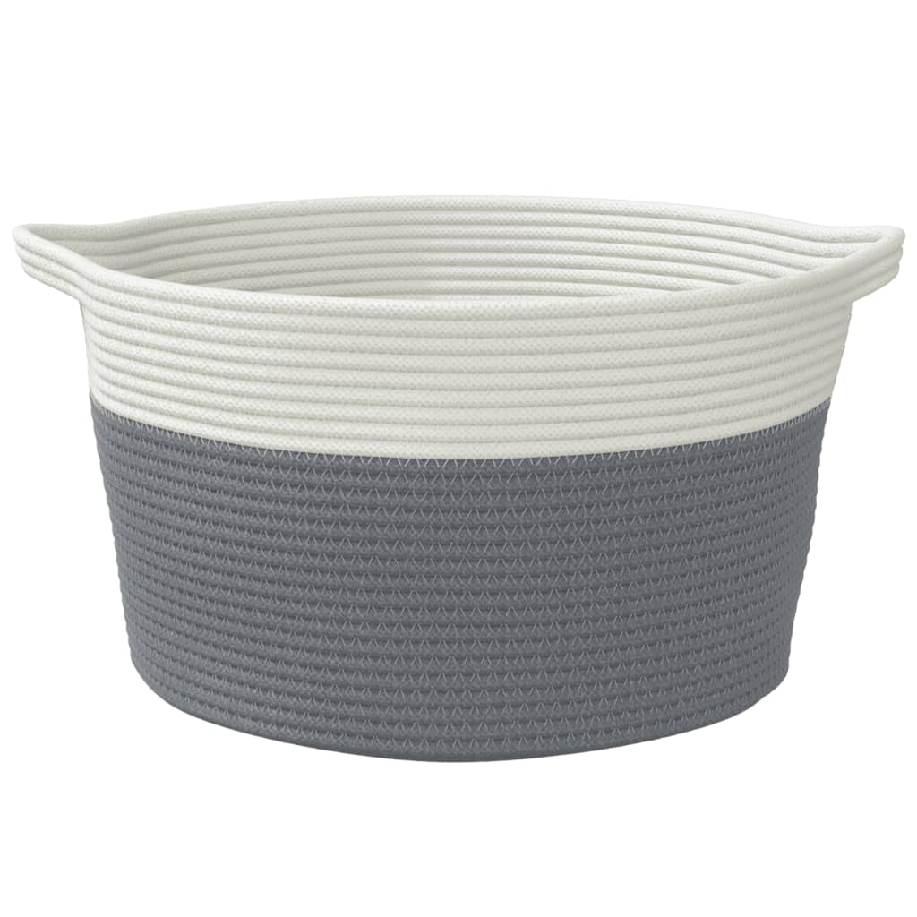 opbevaringskurv Ø40x25 cm bomuld grå og hvid