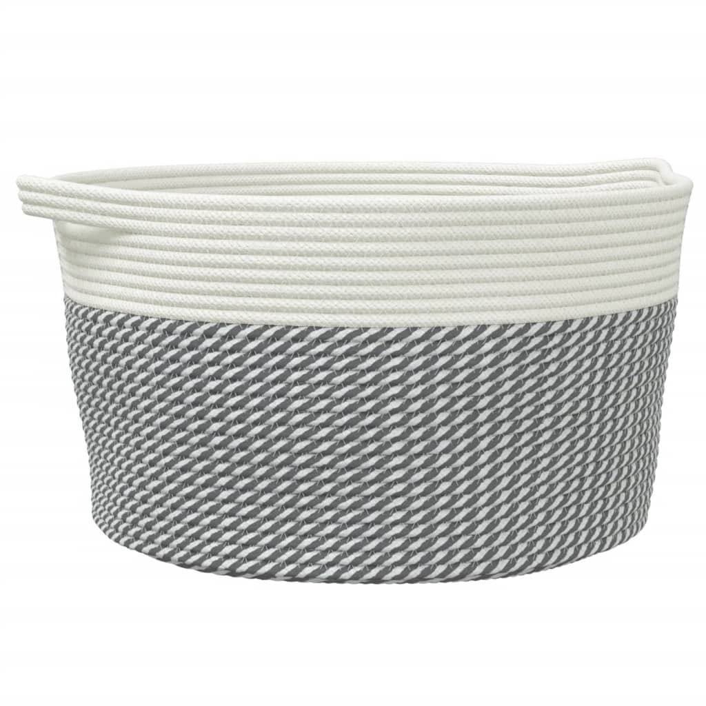opbevaringskurv Ø40x25 cm bomuld grå og hvid