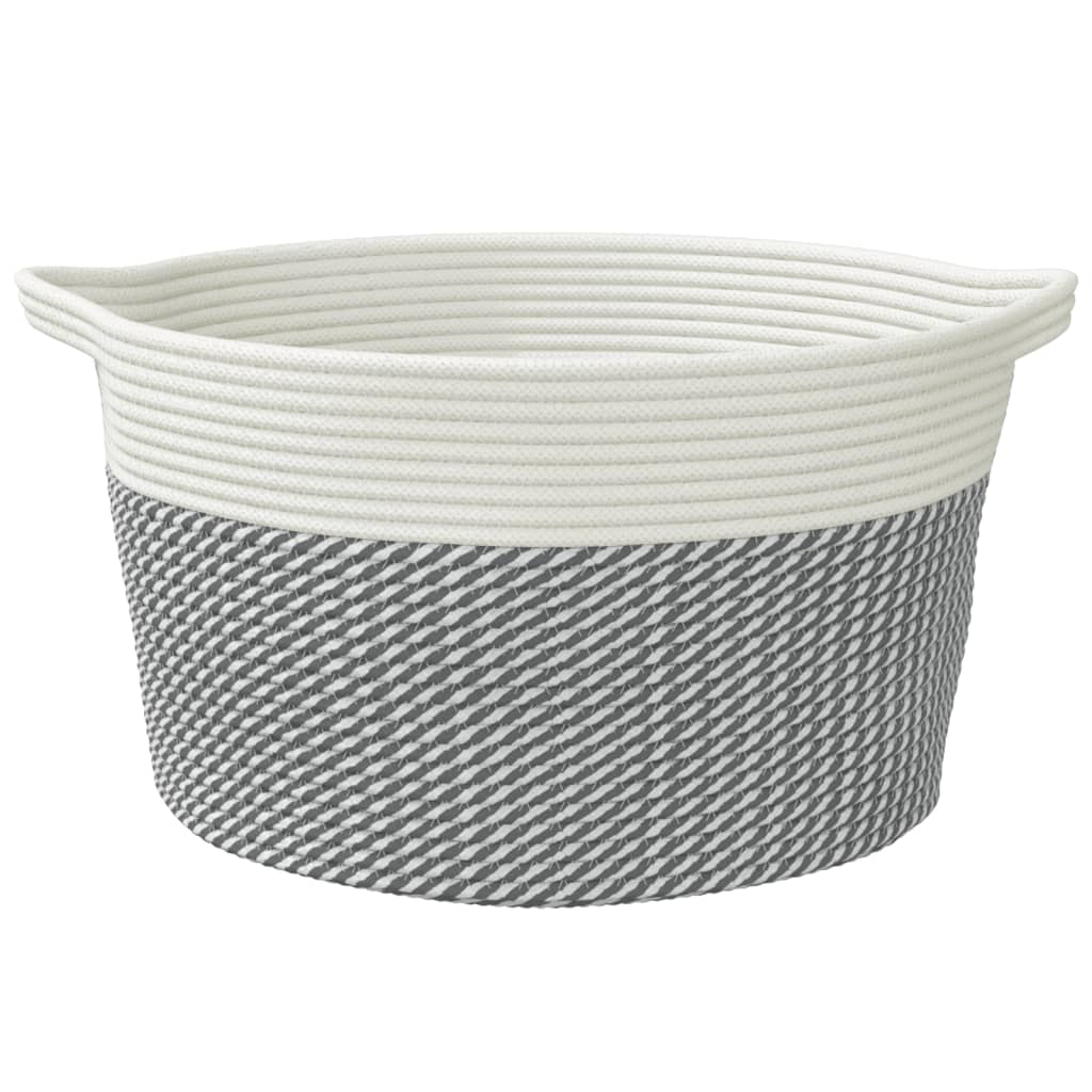 opbevaringskurv Ø40x25 cm bomuld grå og hvid
