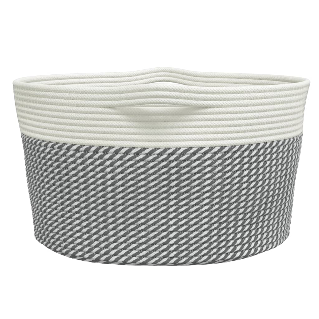 opbevaringskurv Ø40x25 cm bomuld grå og hvid