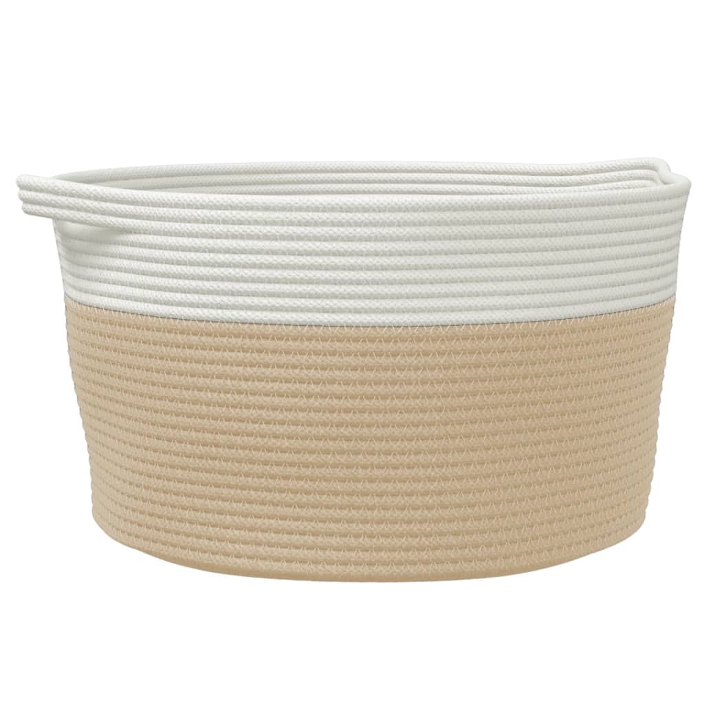 opbevaringskurv Ø40x25 cm bomuld beige og hvid