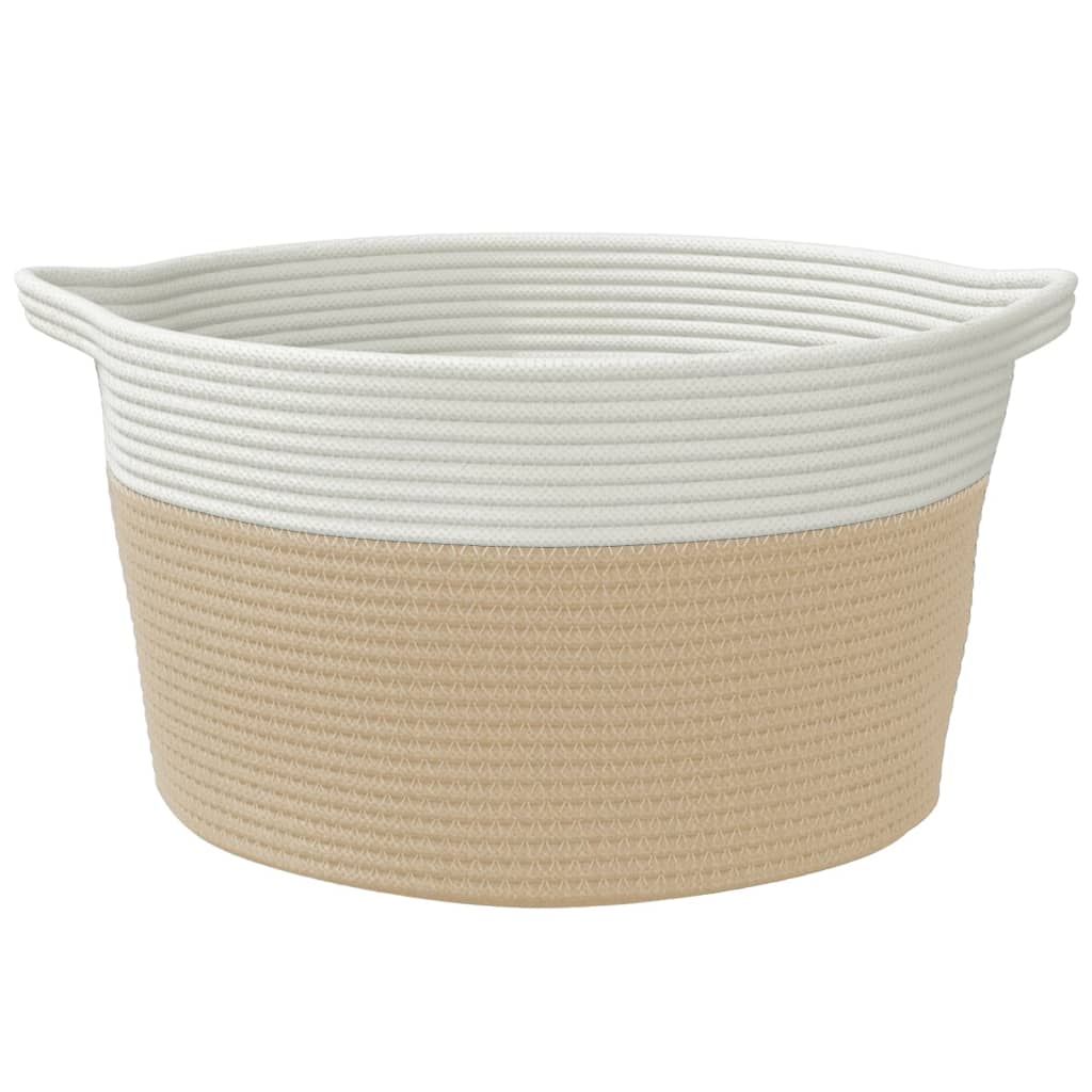 opbevaringskurv Ø40x25 cm bomuld beige og hvid