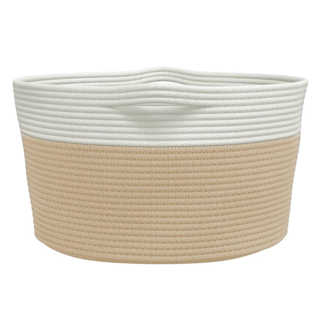 opbevaringskurv Ø40x25 cm bomuld beige og hvid