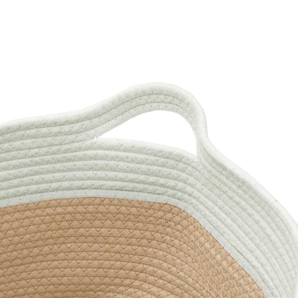 opbevaringskurv Ø40x25 cm bomuld beige og hvid
