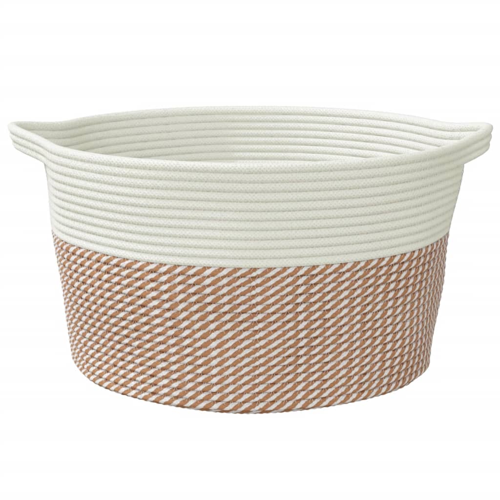 opbevaringskurv Ø40x25 cm bomuld brun og hvid