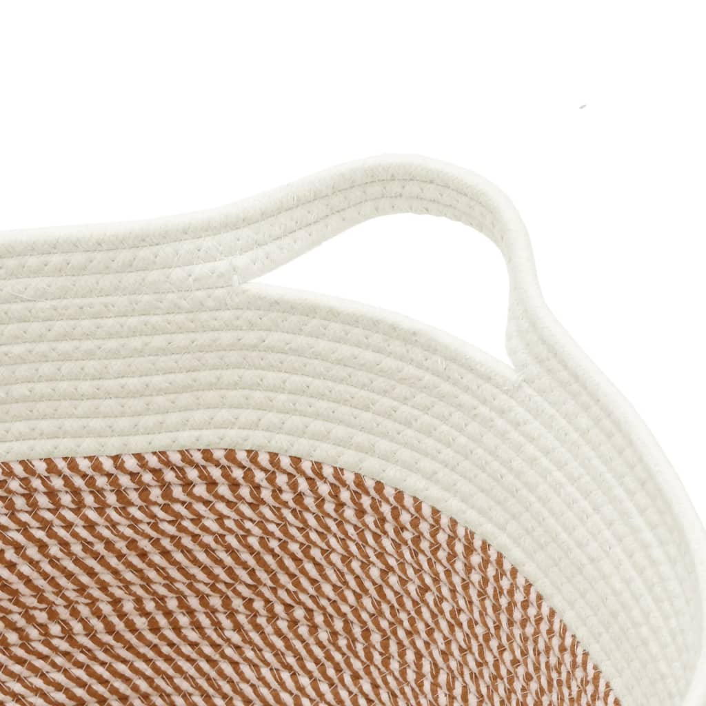 opbevaringskurv Ø40x25 cm bomuld brun og hvid