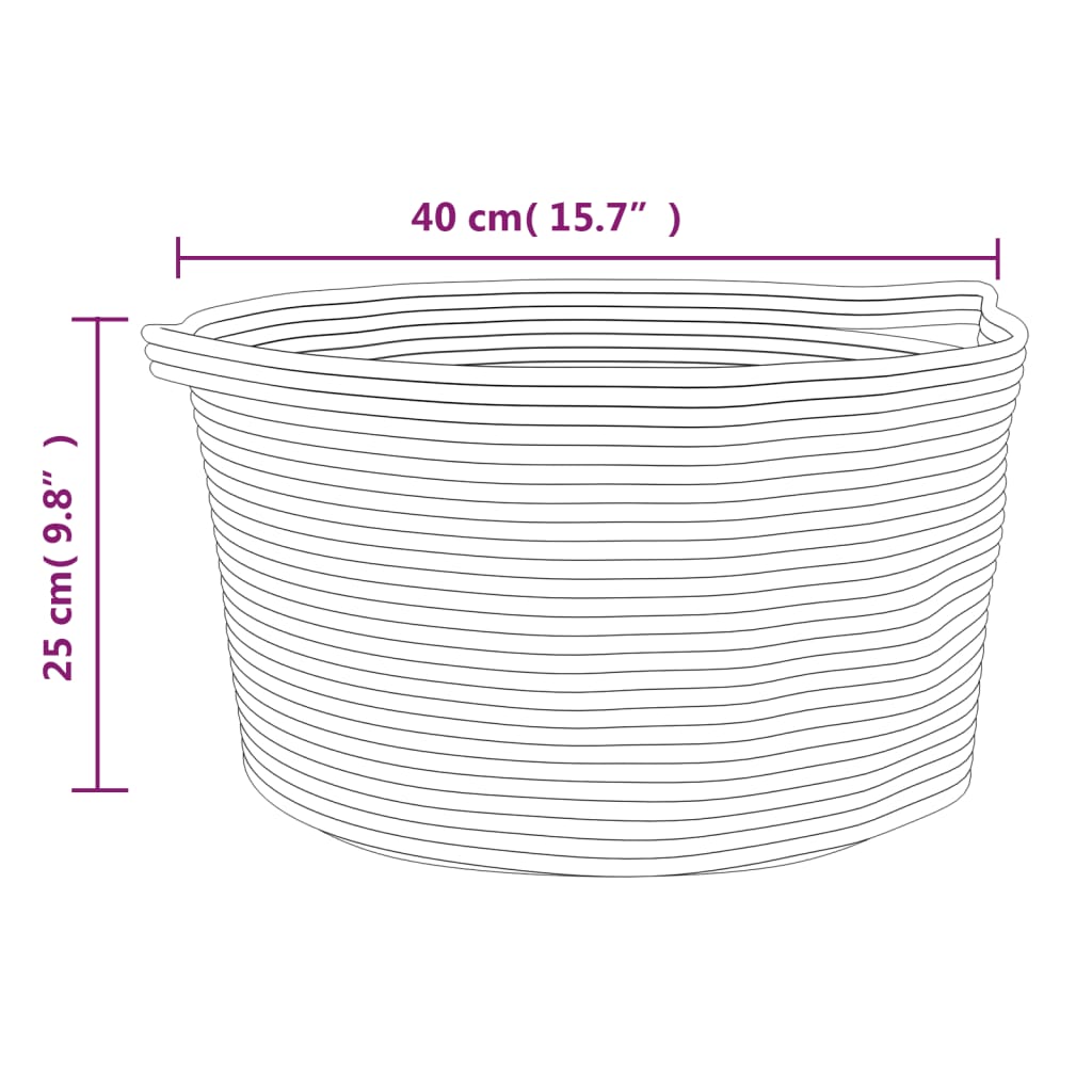 opbevaringskurv Ø40x25 cm bomuld brun og hvid