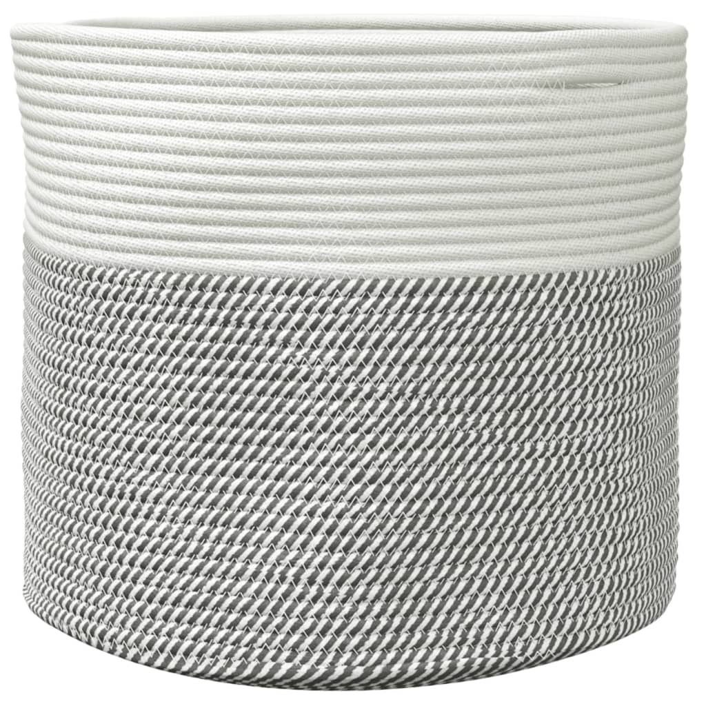opbevaringskurv Ø40x35 cm bomuld grå og hvid
