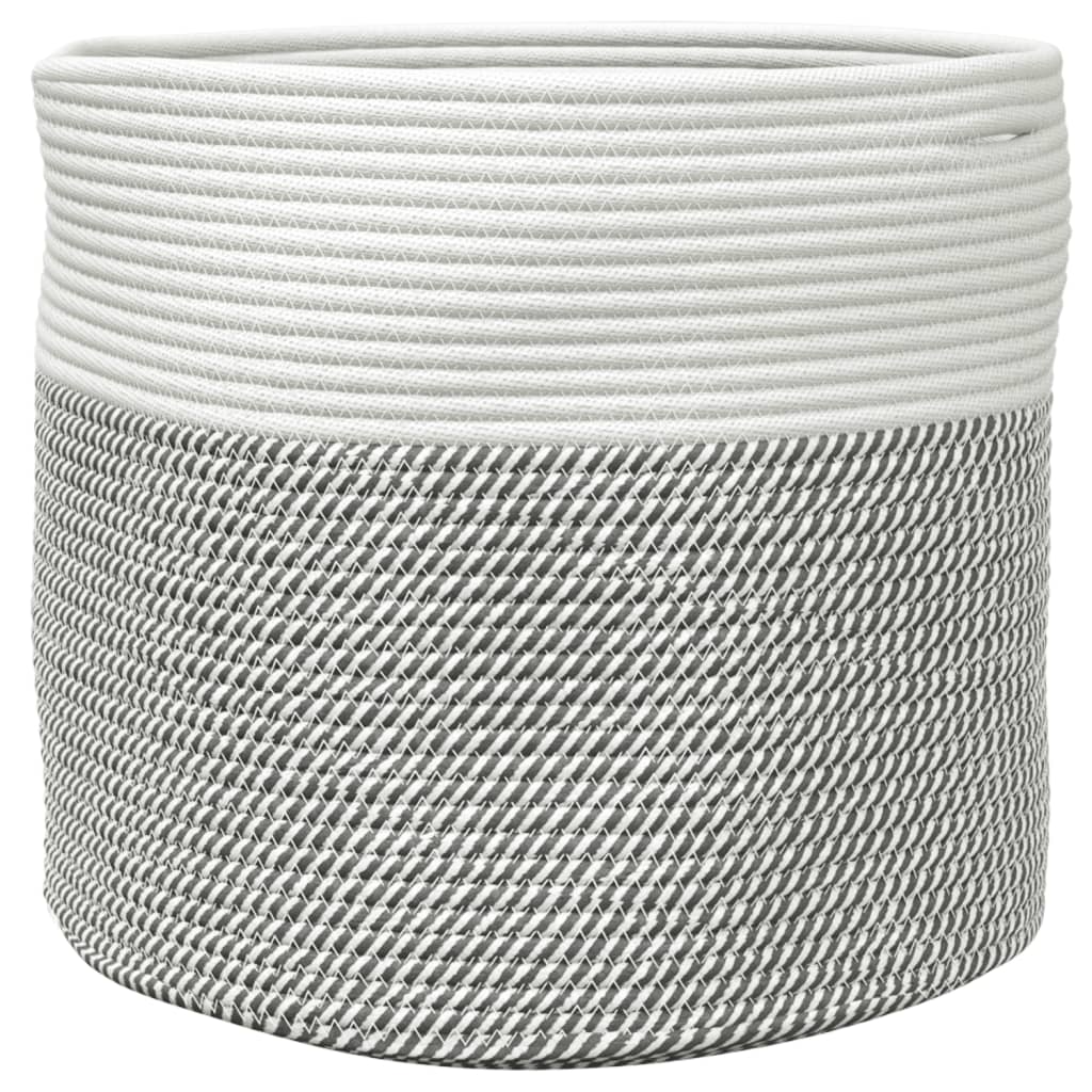 opbevaringskurv Ø40x35 cm bomuld grå og hvid